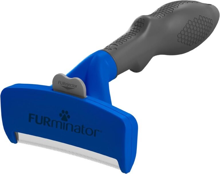 Furminator Deshedding Tool for dogs brushing a golden retriever