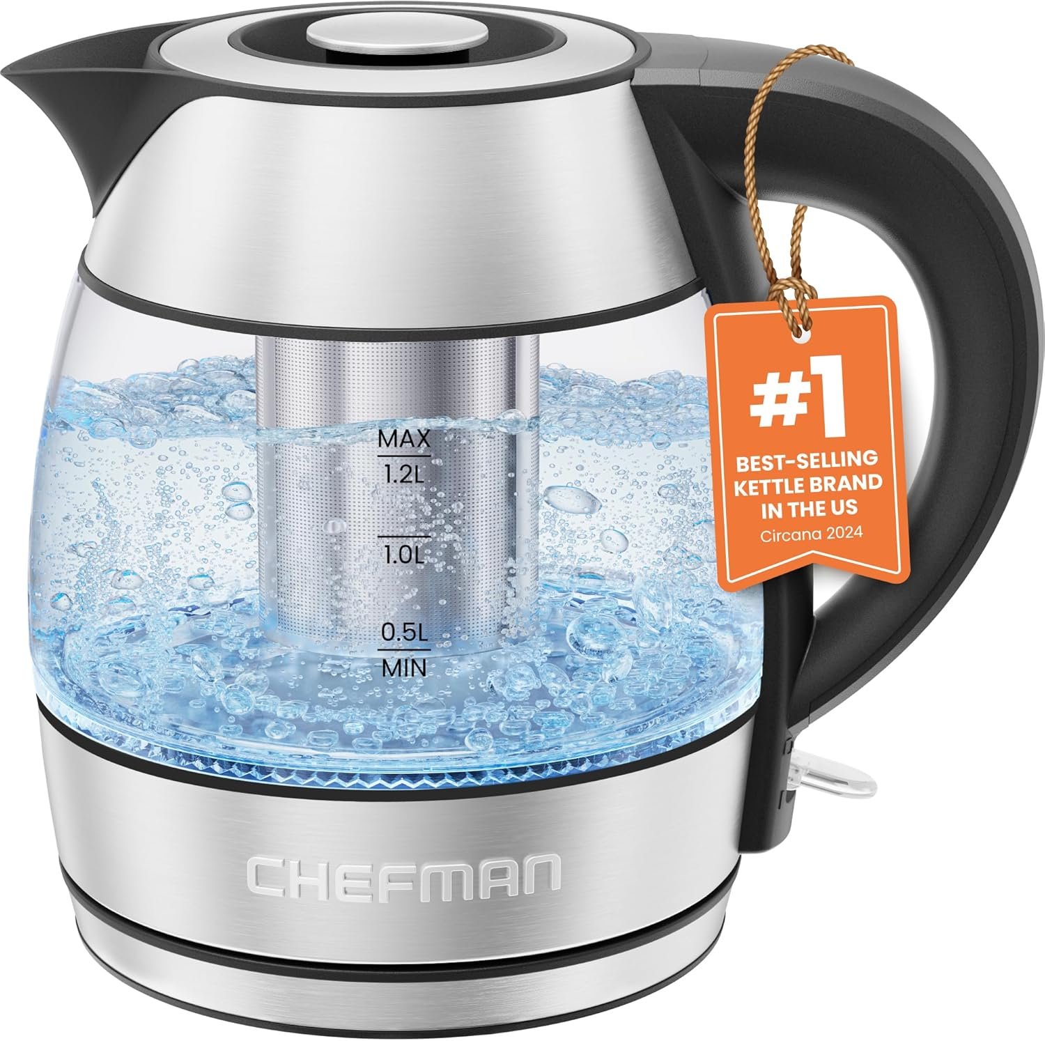 Chefman Electric Kettle with Infuser boiling water
