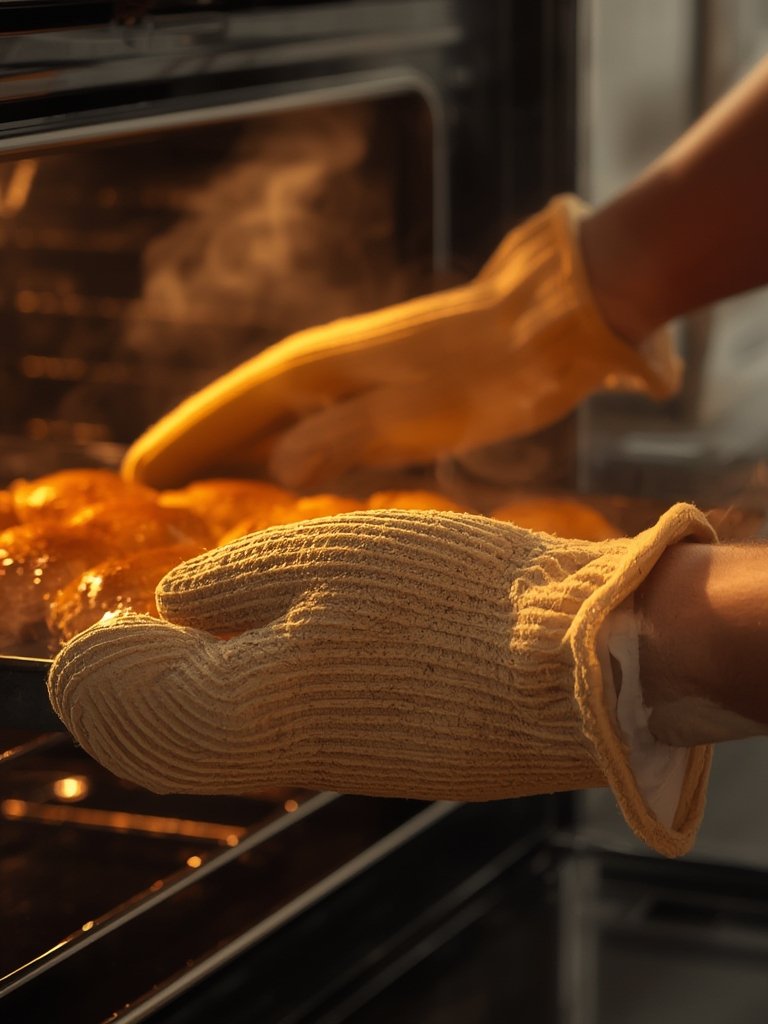 heat resistant mitts - KitchenAid oven mitts being rinsed and cleaned